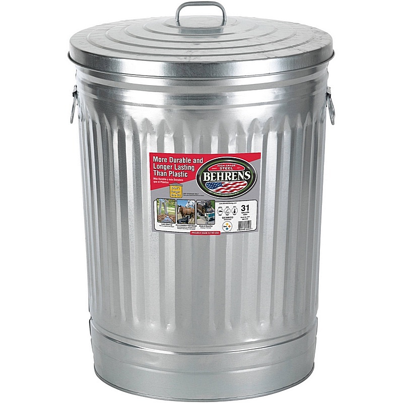 Behrens Galvanized Steel Trash Can with Lid 31 gal