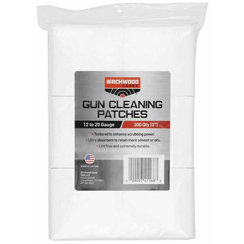Birchwood Casey Cloth Gun Cleaning Patches 3” 12-20 Gauge 300pk