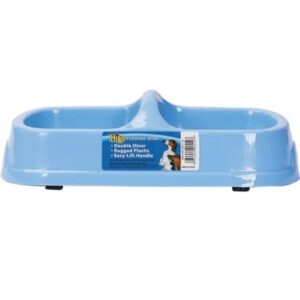 Boss Pet Rugged Plastic Double Diner Dark Blue Pet Bowl 8 oz