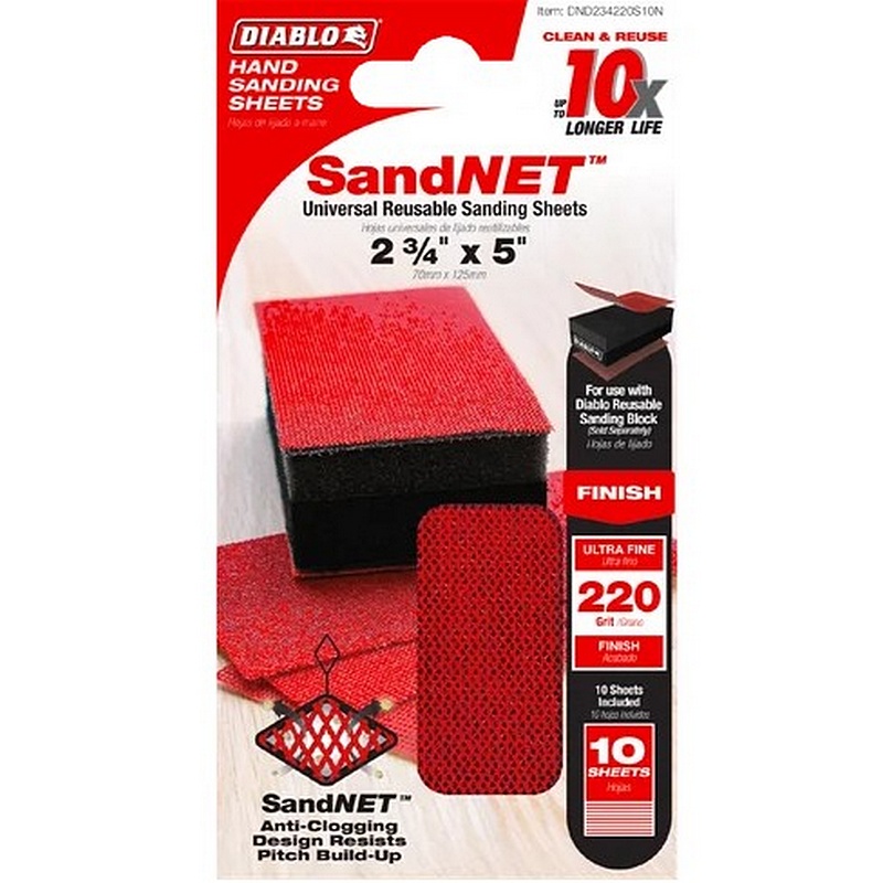 Diablo SandNET Reusable Sanding Sheet 220 Grit 2-3-4”x5”