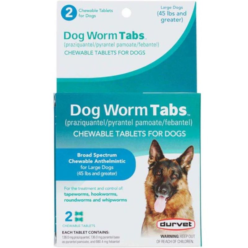 Durvet Large Dog WormTabs 45+ lb 2 ct