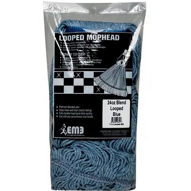 Elite Looped Cotton-Synthetic Blue Blend Mop Refill 24 oz