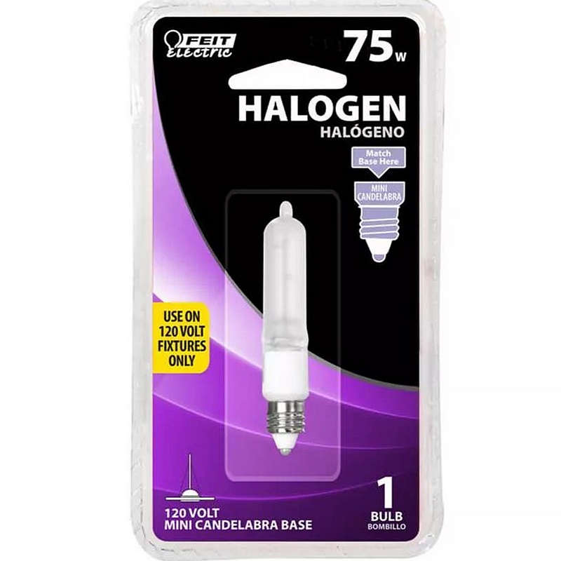 Feit Electric 75W T4 Mini Candelabra Base Light Bulb