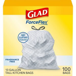 Glad ForceFlex Drawstring Kitchen Trash Bags 13 gal 100pk