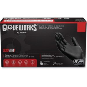 Gloveworks Powder Free Black Industrial Nitril Gloves Small 100 pk