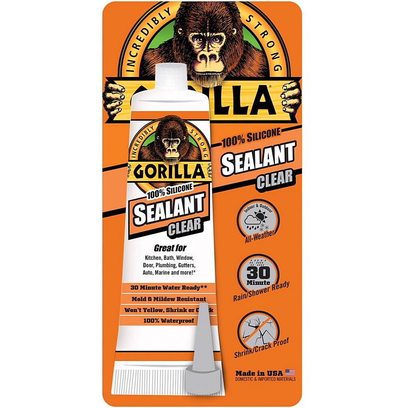 Gorilla Clear Silicone Caulk & Sealant 2.8 oz