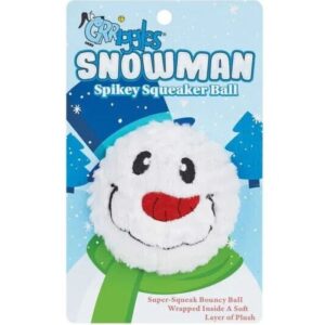 Griggles Snowman Spikey Squeaker Ball Dog Toy
