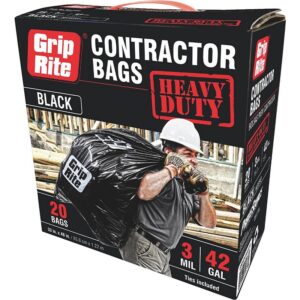 Grip-Rite Heavy-Duty Contractor Trash Bag 3mil 42 gal 20pk