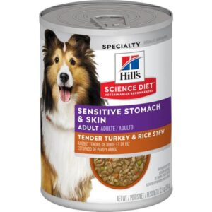 Hill’s Science Diet Sensitive Stomach & Skin Tender Turkey & Rice Stew Canned Dog Food 12.5 oz