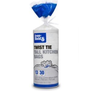 Iron Hold Tall Twist Tie Kitchen Bags 13 gal 30 Ct