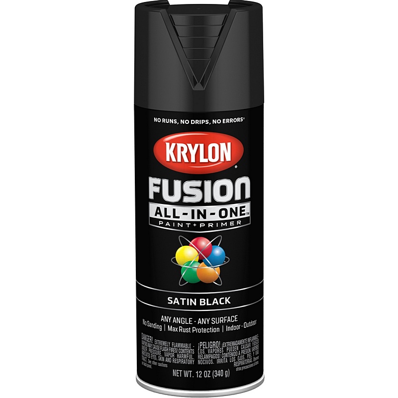Krylon Fusion All-in-One Satin Black Spray Paint 12 oz