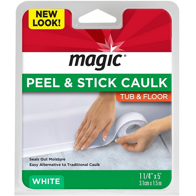 Magic White Peel & Stick Tub & Floor Caulk Strip 1/2”x5’
