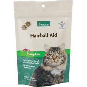 NaturVet Hairball Aid Plus Vitamins Pumpkin Cat Soft Chews 50 ct