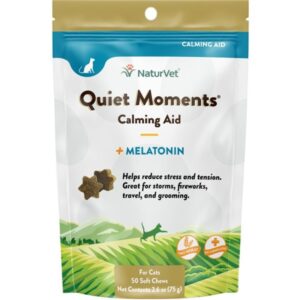 NaturVet Quiet Moments Calming Aid Plus Melatonin Soft Cat Chews 50 ct