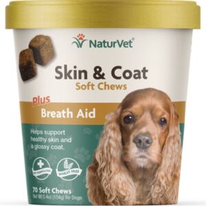 NaturVet Skin & Coat Plus Breath Aid Soft Dog Chews 70 ct