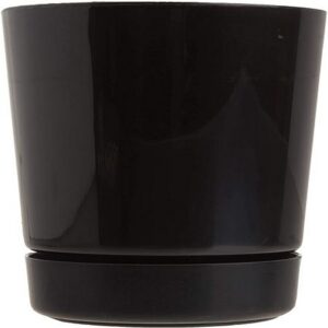 Novelty Majestic Full Depth Round Cylinder Black Plastic Pot 6”