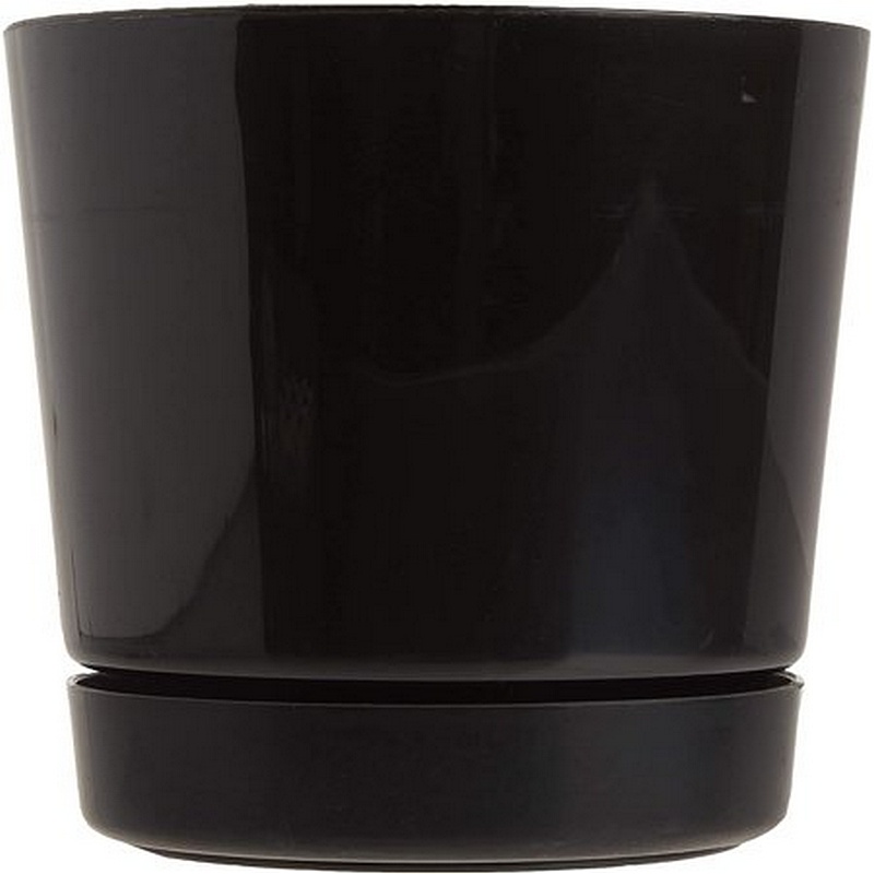 Novelty Majestic Full Depth Round Cylinder Black Plastic Pot 6”
