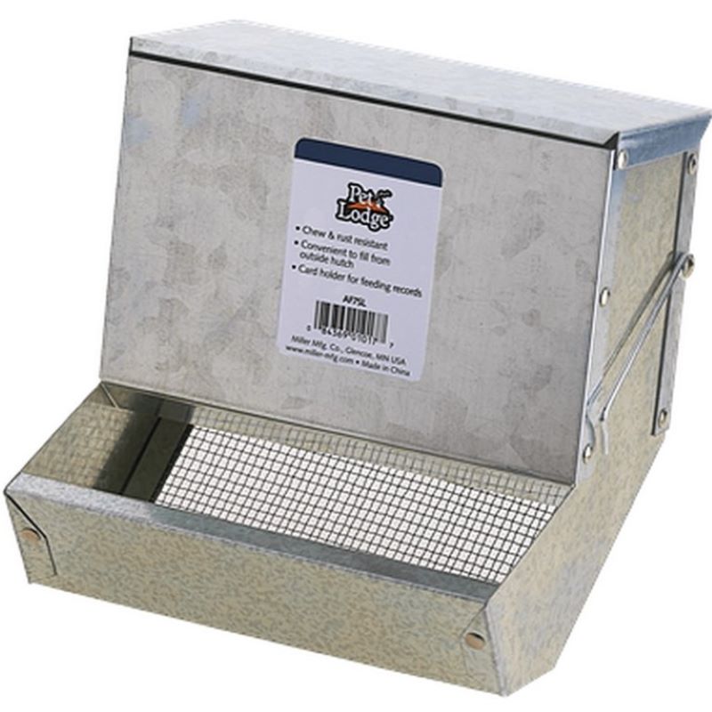 Pet Lodge Metal Small Animal Feeder with Lid and Sifter 7 inch
