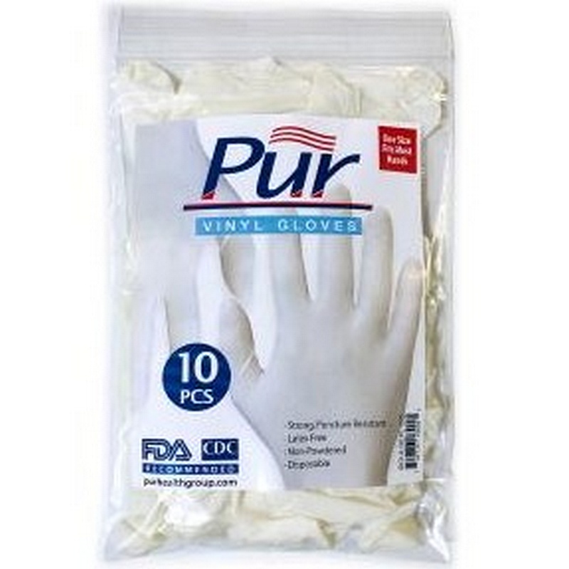 Pur Powder Free Disposable White Vinyl Gloves Large 10pk