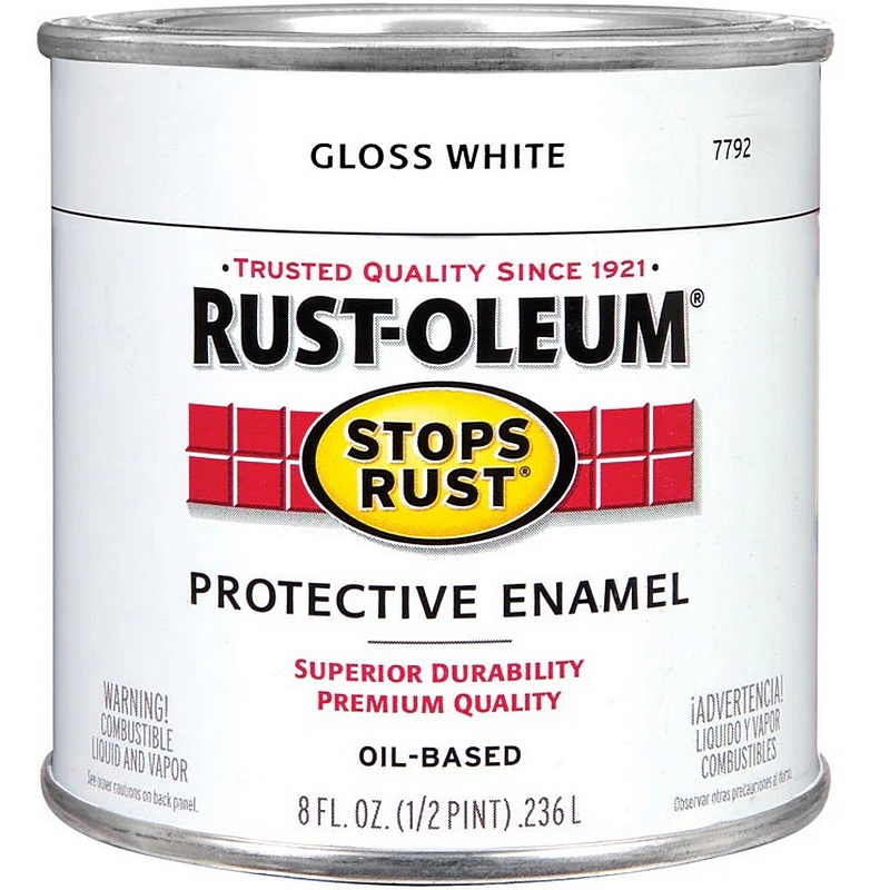 Rust-Oleum Rust Stop Oil Based Protective Enamel Gloss White 8 oz