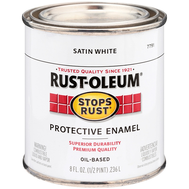 Rust-Oleum Stops Rust Protective Enamel Oil-Based Satin White Paint 8 oz