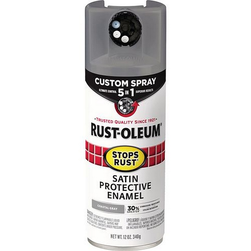 Rust-Oleum Stops Rust Satin Coastal Gray 5-in-1 Spray Paint 12 oz
