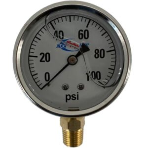 SMA Stainless Steel Liquid Filled Pressure Gauge 2.5” 100 PSI