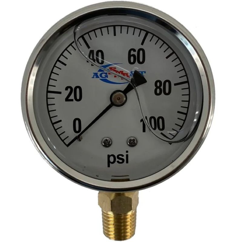 SMA Stainless Steel Liquid Filled Pressure Gauge 2.5” 100 PSI