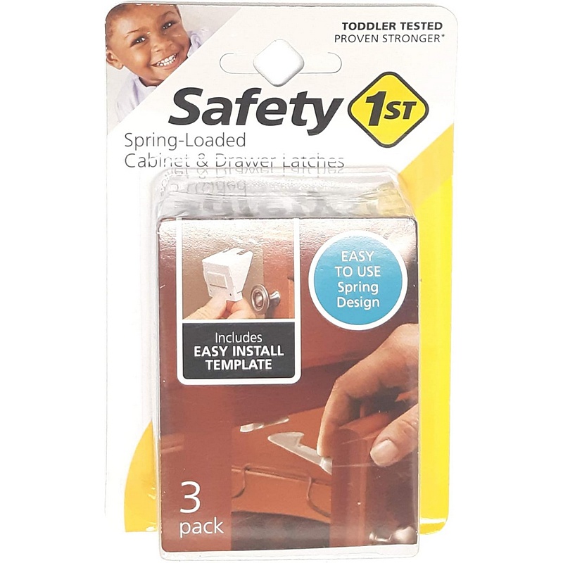 Safety 1st White Plastic Spring Loaded Cabinet Latches 3pk