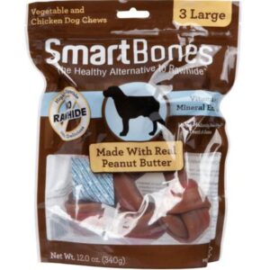 SmartBones Rawhide-Free Peanut Butter Dog Bone Chews 3pk