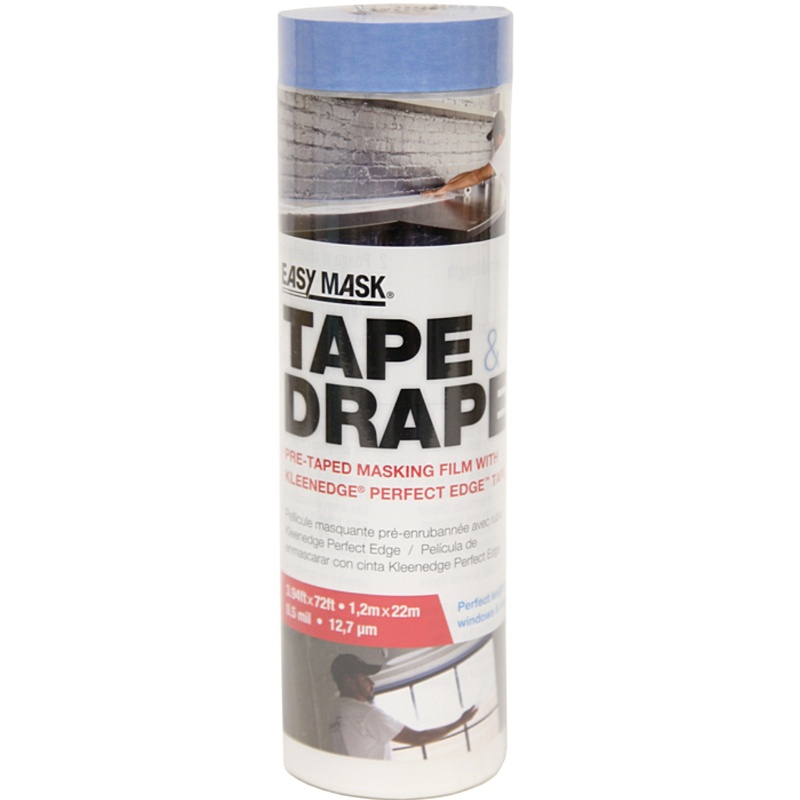 Trimaco Easy Mask Pre-Taped Plastic Drop Cloth 48”x72’