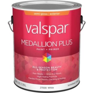 Valspar Medallion Plus Exterior White Acrylic Latex Semi-Gloss Paint & Primer 1 gal