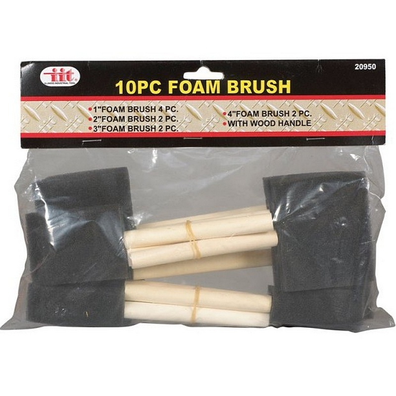 Wood Handle Foam Brush Set 10 ct