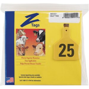 Z Tag No Snag Yellow Calf Ear Tags 1-25