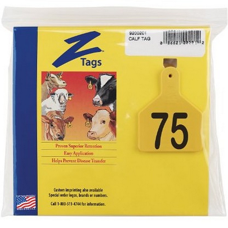 Z-Tag Yellow Calf Ear Tags 51-75
