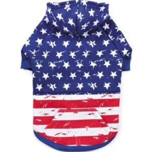 Zack & Zoey Distressed American Flag Dog Hoodie XS