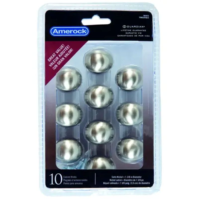Amerock Allison Satin Nickel Oval Knob 1-3-8” 10pk