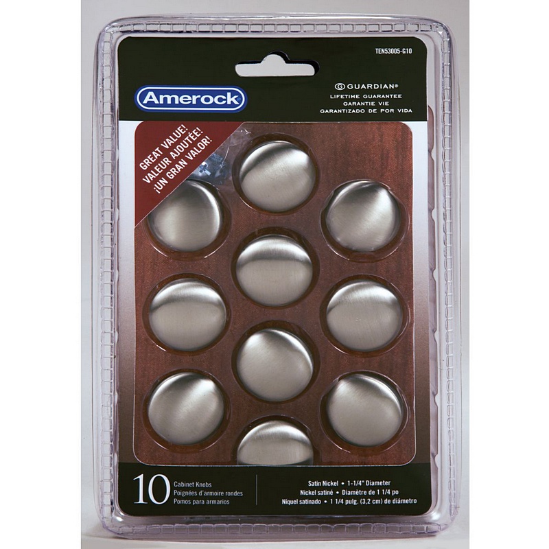 Amerock Edona Satin Nickel Round Knobs 1-1-4” 10pk