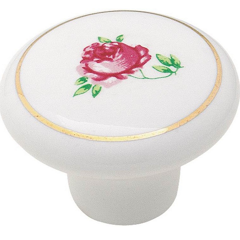 Amerock White Rose Design Knob 1-1-2”