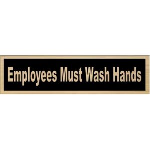 Black & Gold Employees Must Wash Hands Sign 2x8 inch