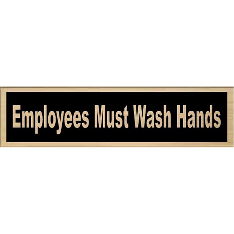 Black & Gold Employees Must Wash Hands Sign 2x8 inch
