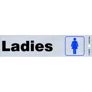 Blue & Silver Ladies Restroom Sign 2x8 inch