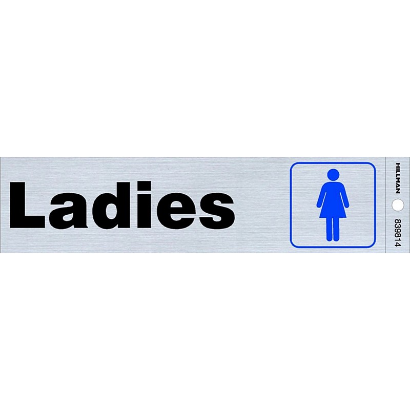 Blue & Silver Ladies Restroom Sign 2x8 inch