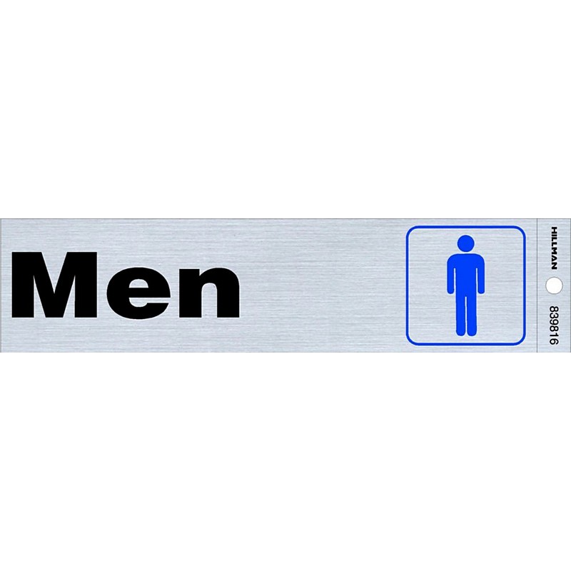 Blue & Silver Men's Restroom Sign 2x8 inch