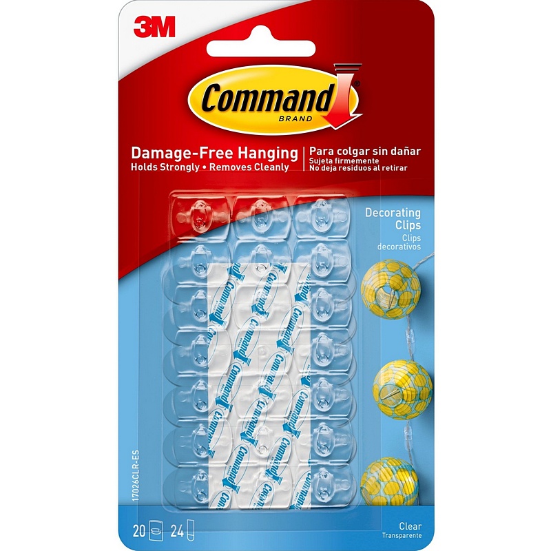 Command Clear Decorating Clips 20pk
