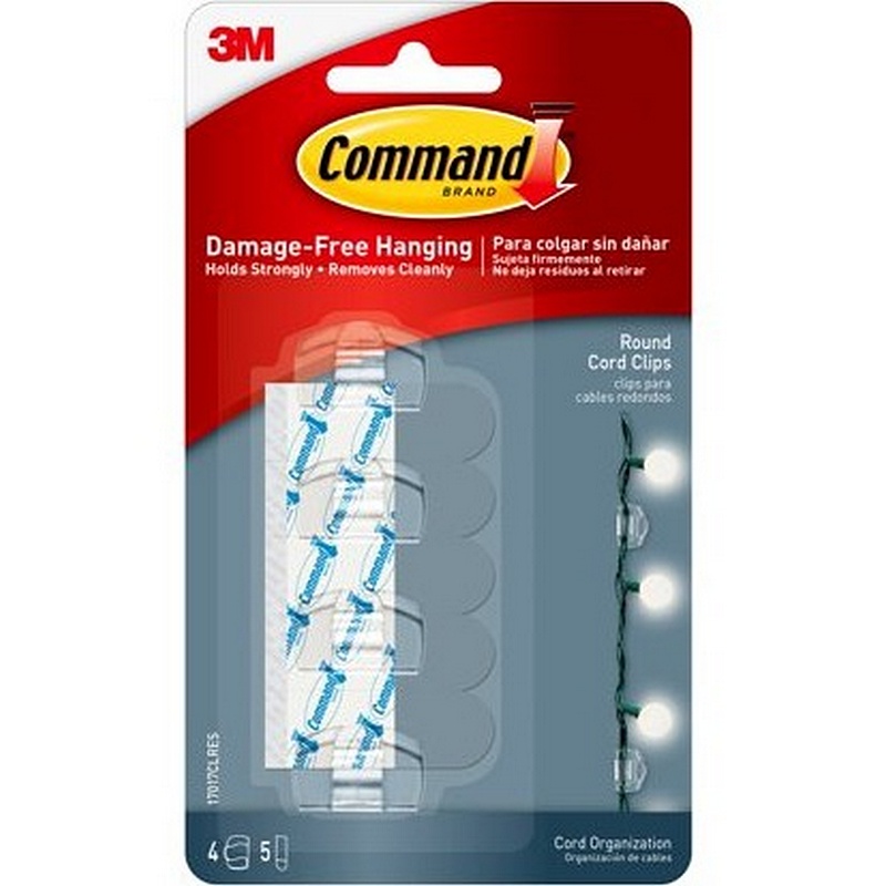 Command Clear Round Adhesive Cord Clips 4pk