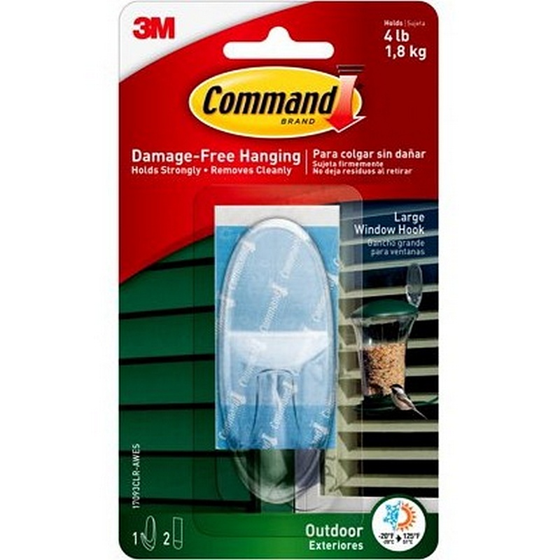 Command Large Clear Outdoor Window Hook