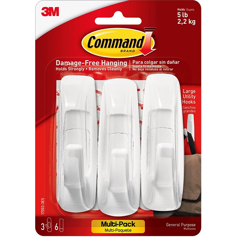 Command Large White Plastic Utility Hooks 3pk