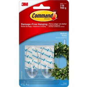 Command Medium Clear Plastic Hooks 2pk