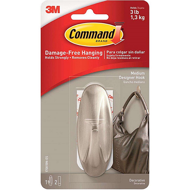 Command Medium Plastic Decorative Designer Hook 3.125 inch 1Ct